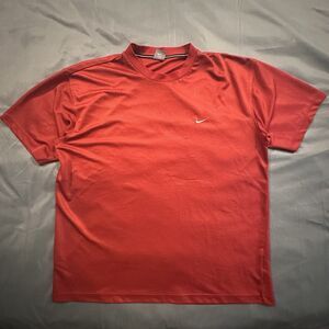 Vintage Nike T-Shirt Mens 2XL Mesh Jersey Red Swoosh Embroidery 00s Y2K Gym